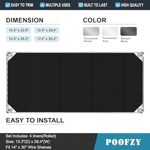Poofzy Wire Shelf Liner 14" x 30", Set of 5 Black - color: Black, size: 14"x30" 5pcs