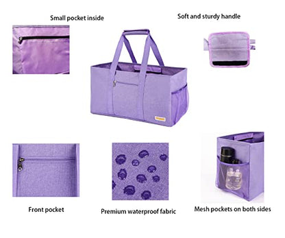 Extra Large Utility Tote Bag - Reusable Grocery Bags Foldable Heavy Duty - color: Purple, size: 1 piece