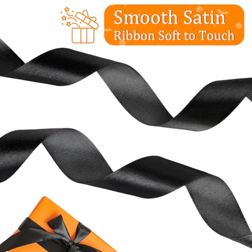 Tenn Well 2Rol 48yd 5/8" Black Satin Ribbon for Gift Wrapping - color: Black, size: 2cm, 48yards