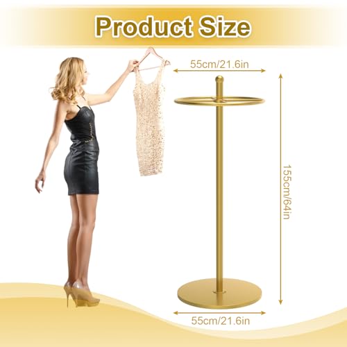 21.6in Rotatable Clothes Rack Round Heavy Duty Rack For Boutiques (Gold) - color: Gold
