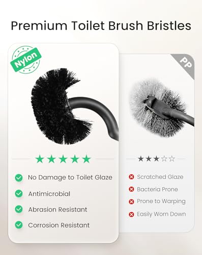 Cesun 304 Stainless Steel Toilet Brush & Holder Set, 2 Brush Heads, Silver - color: Silver