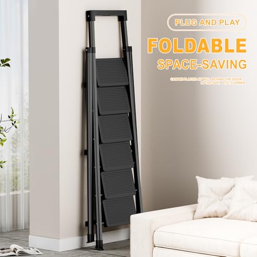 9 Step Ladder with Platform,Heavy Duty Folding Step Stool No Assembly - size: 9 Step Platform