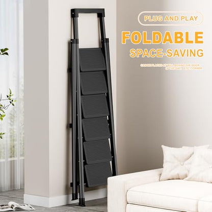 7 Step Ladder with Platform,Heavy Duty Folding Step Stool No Assembly - size: 7 Step Platform