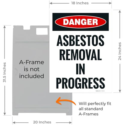 OSHA Danger Asbestos Removal in Progress Sidewalk Sign Kit, - size: 18x24 Inches, style: 2 Pack - Replacement Panels