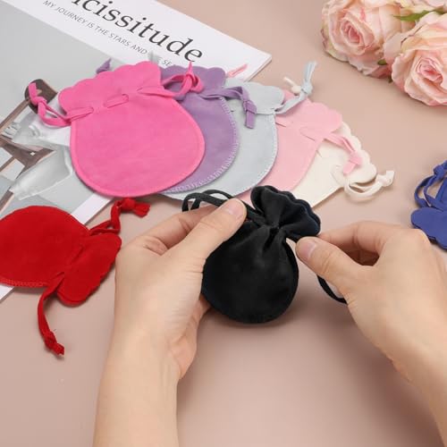 uxcell 20pcs Small Velvet Drawstring Pouches, 3.5"x4.7" Jewelry Bags, Black - color: Black, size: 3.5" x 4.7"