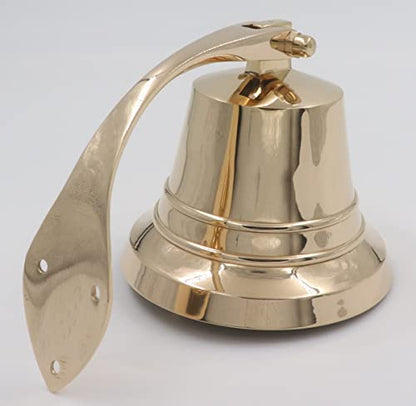 The Metal Magician Nautical Hanging Wall Mountable 4" Solid Brass Ship Bell - color: Solid Brass, size: 4"
