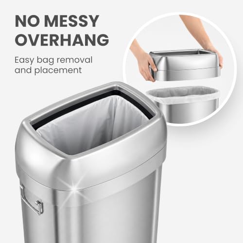 iTouchless 30G Commercial Trash Can with Wheels | Open Top Stainless Steel - color: Silver, 30 Gal