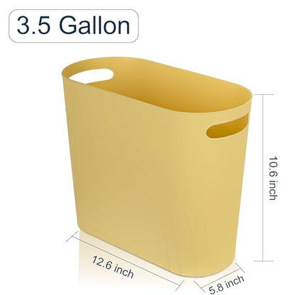 rejomiik Small Bathroom Trash Can, 3.5 Gallon Slim Garbage Can, Yellow - color: Yellow, size: 1 pack