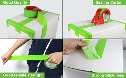 BOMEI PACK Fluorescent Green Packing Tape Refills, 6 Rolls of Heavy Duty Packaging Tape for Moving Sealing, Moving Supplies,2.52 Mil Thick, 1.88 in Wide, 110 Yards PER Roll,Total 660 Yards - color: Light Green