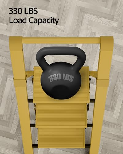 Taranta 3 Step Ladder,Aluminum Step Stool Foldable-Twilight Yellow - color: Twilight Yellow, size: 3 Step