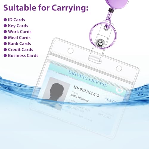 Stainless Steel Badge Lanyard with 2 Id Holders, Retractable, Purple - color: Purple