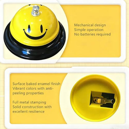 Bestac Service Call Bell for Hospitality & Institutions: Durable Desk Bell for Reception, Kitchens, and Counters. (Yellow, 2PACK)
