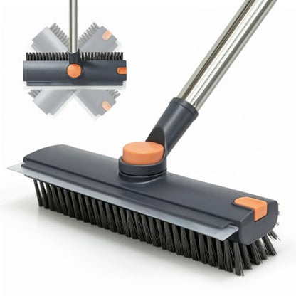 Masthome 3 in 1 Floor Scrub Brush with Long Handle, Heavy Duty Stiff Brush - color: Gray