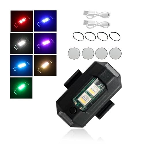Dickno Mini LED Strobe Light, 7 Color Rechargeable Aircraft Drone Flashing Light, Night Anti-Collision Warning Flying Signal Safety Strobe Light for Car Motorcycle Bike Drone - color: 1 PC