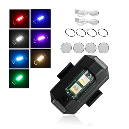 Dickno Mini LED Strobe Light, 7 Color Rechargeable Aircraft Drone Flashing Light, Night Anti-Collision Warning Flying Signal Safety Strobe Light for Car Motorcycle Bike Drone - color: 1 PC