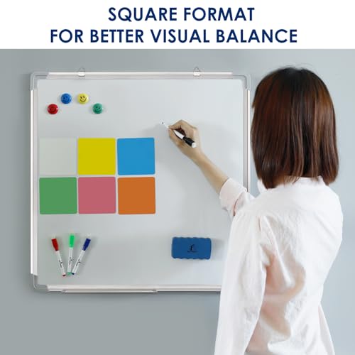 Whiteboard Set, 24x24 in White Board Dry Erase for Wall with Magnetic Notes - size: 24x24"