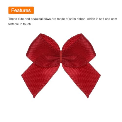 MECCANIXITY Mini Ribbon Bow 1" Mini Fabric Flower Bows Wine Red 150Pcs - color: Wine Red