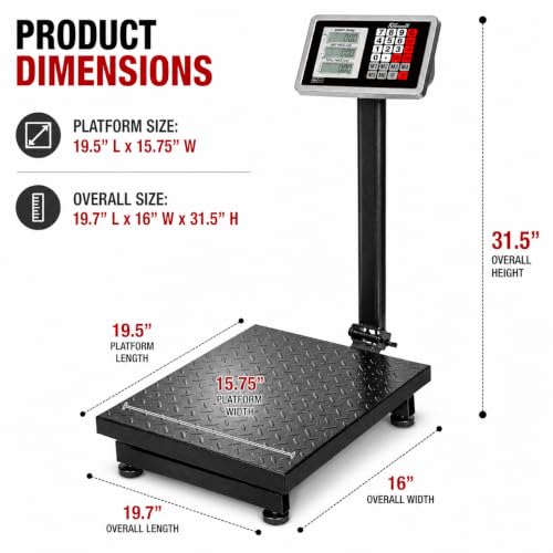 XtremepowerUS 700LB Weight Computing Postal Scale Digital Floor Large Platform Warehouse Shipping LB Price Calculator Luggage Package Shipping Mailing Postal Scale with Accurate LB/KG Foldable