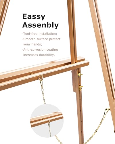 DJAR 63" Wooden Easel Stand for Sign, Adjustable Height, Rose Gold - color: Rose Gold, size: 1pc