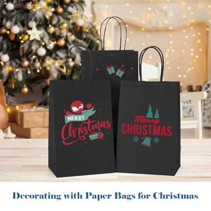 GSSUSA Small Black Kraft Paper Gift Bags with Handles, 5.25x3.75x8, 50 Pack - color: Black, size: 1 Count (Pack of 50)