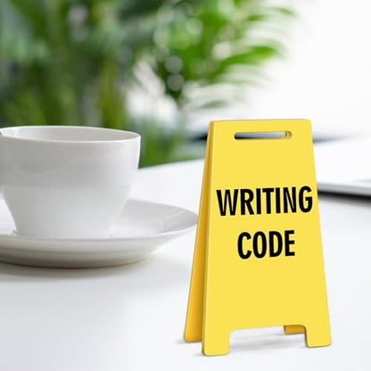 Funny Office Desk Accessories Decor WRITING CODE Acrylic Mini Floor Do Not Disturb Sign Funny Cute Gag Office Decorations Gifts for Work Women - style: WRITING CODE