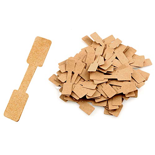 200Pcs Blank Jewelry Sticker Price Tags Labels Jewelry Display Cards Labels Rectangle Shape Sticker Hang Tags, White Kraft Paper
