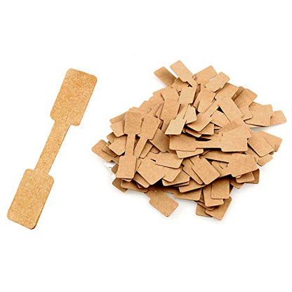 200Pcs Blank Jewelry Sticker Price Tags Labels Jewelry Display Cards Labels Rectangle Shape Sticker Hang Tags, White Kraft Paper