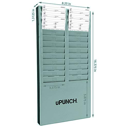 uPunch Time Card Rack, 24 Pockets, Gray