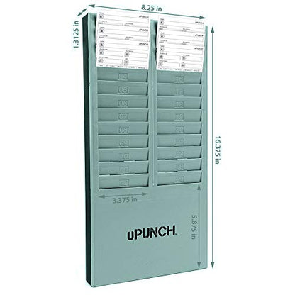 uPunch Time Card Rack, 24 Pockets, Gray