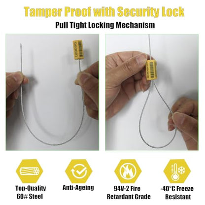 φ1.8mm x11.8" Yellow ISO17712 Certified Barcode Security Cable Seals (1000)