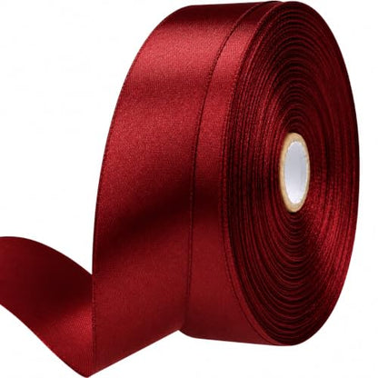 1 Inch Burgundy Satin Ribbon 50 Yards Single Face Polyester - color: Burgundy, size: 1 inch