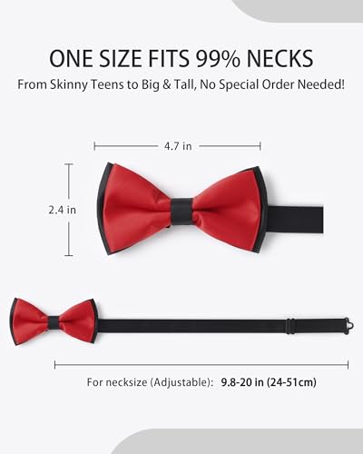 AWAYTR Bow Ties for Men - Pre-Tied Adjustable Tuxedo Style for Wedding - color: Dark Red&black