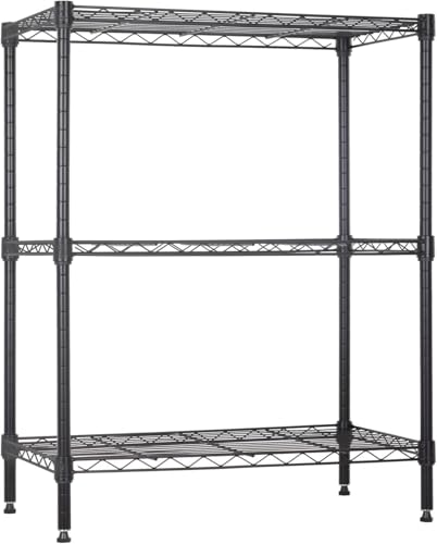 Meet perfect 3-Tier Wire Shelving Unit, 450 lb, 13.2 x 23 x 30.2 in, Black - color: Black, size: 3-Tier, 30.2"H × 13.2"W × 23"D