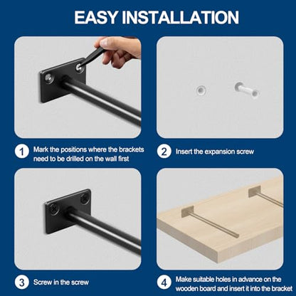 12 Pcs 4" Black Solid Steel Floating Shelf Bracket Blind Shelf Supports - Hidden Brackets for Floating Wood Shelves - Concealed Blind Shelf Support – Screws and Wall Plugs Included - size: 4 Inch, style: 12 Pack-Solid