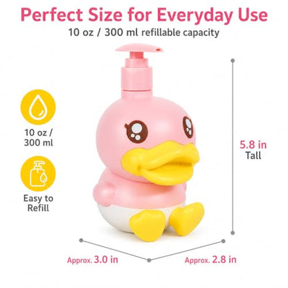 Pink Duck Cute Soap Dispenser for Kids Gift - color: Pink
