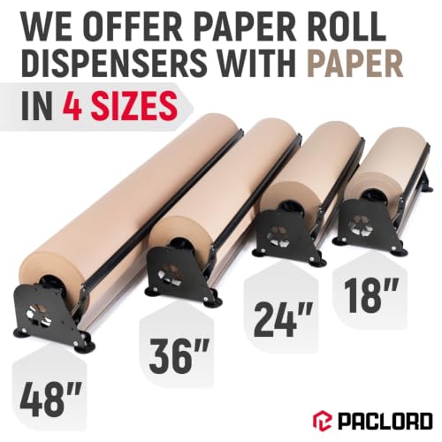 24" Paper Dispenser with Cutter + 30 lb Natural Brown Kraft Paper Roll - color: 1 Roll + Dispenser, size: 24" x 1200' 30 Lb