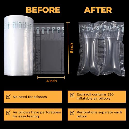 330 Count 4x8 Inflatable Air Pillows for Packing and Shipping