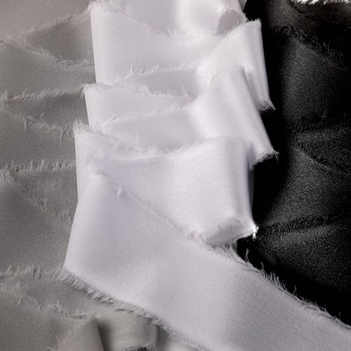 Silk Satin Ribbon 1-1/2 Inch x 30 Yards Black & White & Gray - color: Black& White& Gray