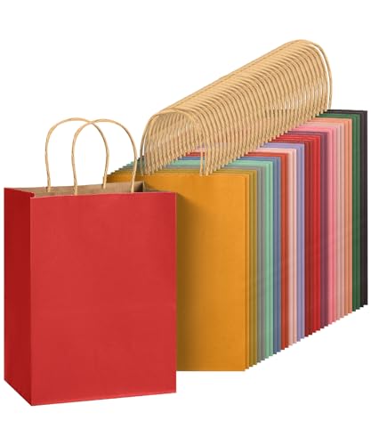 Mr. Pen- Paper Gift Bags with Handles, 32 Pack, 7.6" x 4.7" x 10.6" - color: Multicolor, size: 32 Pack