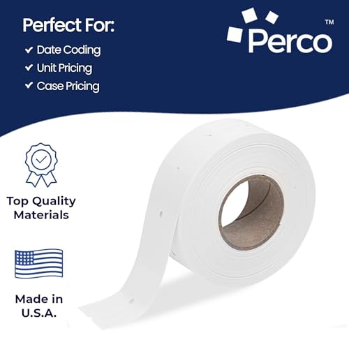 Perco 2 Line Removable Adhesive Labels - 24,000 Blank Price and Date Gun Labels for Perco 2 Line Price and Date Guns - 32 Rolls, 4 Sleeves - Made in USA - color: Removable, size: 4 Sleeves