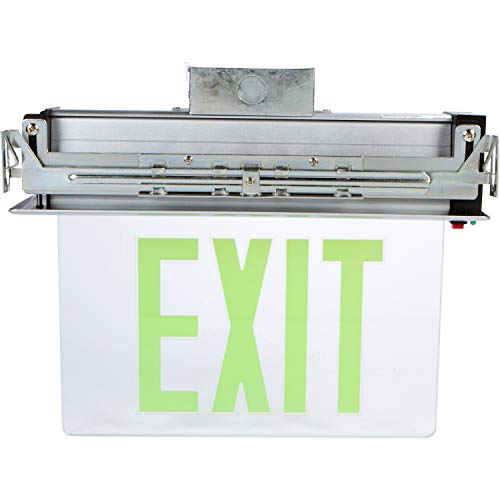 Morris Products LED Exit Sign - Recessed Mount Edge - Green on Clear Panel, White Housing - Compact, Low-Profile Design - Single Sided Legend - Energy Efficient, High Output - 1 Count, (73336) - color: Green on Clear (White Housing), size: Single Sided