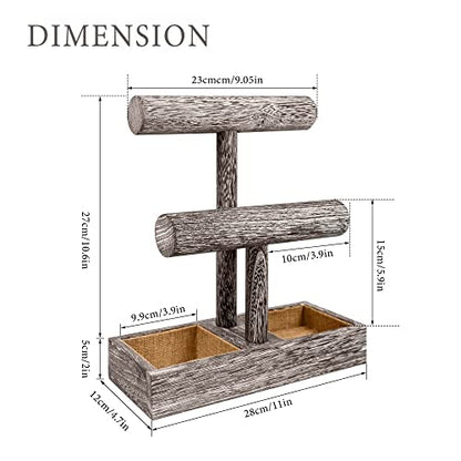 LadyRosian 2 Tier Wooden Display Jewelry Accessory Stand Jewelry Bracelet Holder Bangle Watch Necklace Storage Jewelry Holder Stand Display Organizer, (Antique White-2 layers) - color: Antique White 2-Tier