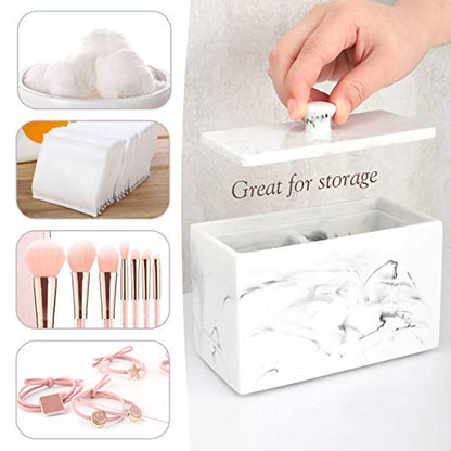 Luxspire Cotton Swab Holder, Dual Compartment Jar with Lid, Ink White - color: Ink White, size: 2 Compartments