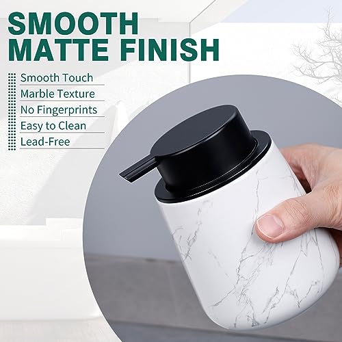 Bosilunlife 12Oz Ceramic Foam Soap Dispenser for Bathroom Kitchen Counter - color: Marble