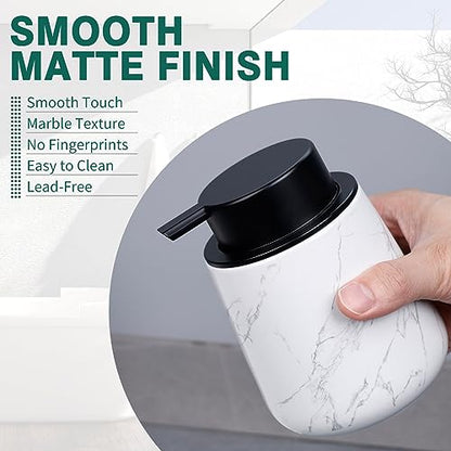 Bosilunlife 12Oz Ceramic Foam Soap Dispenser for Bathroom Kitchen Counter - color: Marble