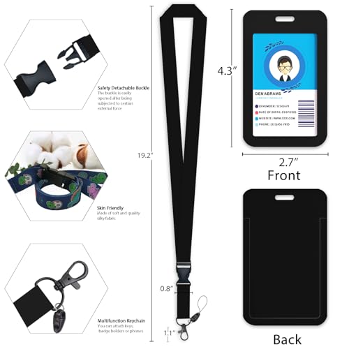 Giancomics Black Lanyards for ID Badges, Badge Holder Retractable Reel Card - color: 0 Black