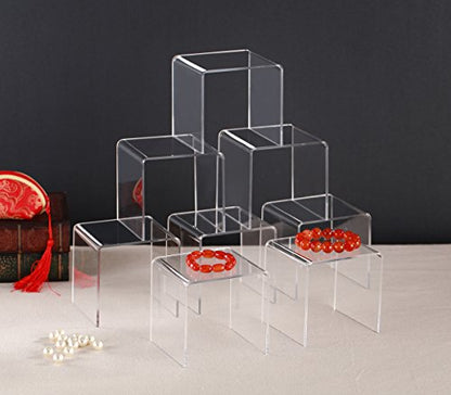 Jusalpha® 8 PC 4'' Clear Acrylic Risers,Retail Display Risers Shelf - size: 4x4x4 Inches