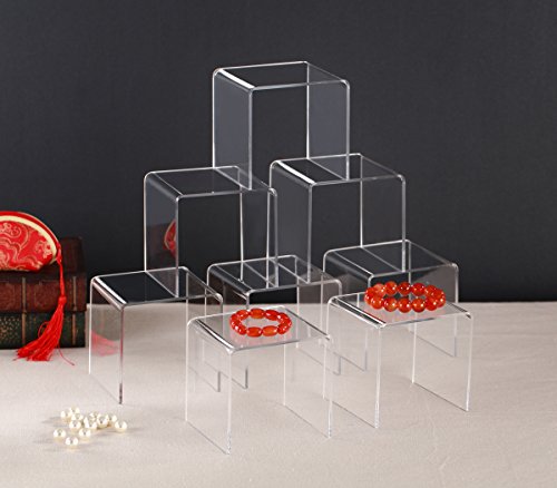 Jusalpha® 8 PC 4'' Clear Acrylic Risers,Retail Display Risers Shelf - size: 4x4x4 Inches