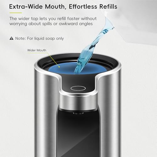 EKO Aroma Pro 13.5 fl oz Touchless Automatic Liquid Soap Dispenser, Rechargeable Hand & Dish Soap Dispenser for Bathroom and Kitchen, Waterproof, Adjustable Volume Control (Stainless Steel) - color: Stainless Steel, size: 13.5 oz