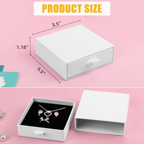 Jewelry Box, 5Pcs Jewelry Boxes for Women 3.5×3.5x1.18 Inch Jewelry Gift Box, Small Jewelry Boxes Necklace Ring Earring Jewelry Box (White) - color: white3